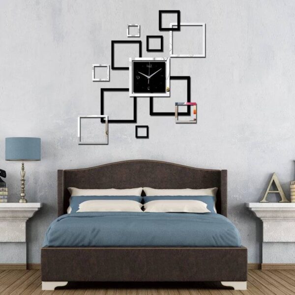 Wall decoration silvery acrylic clock